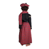 Kids Boys Scottish Red Plaid Skirt Set Cosplay Outfits Halloween Party Suit